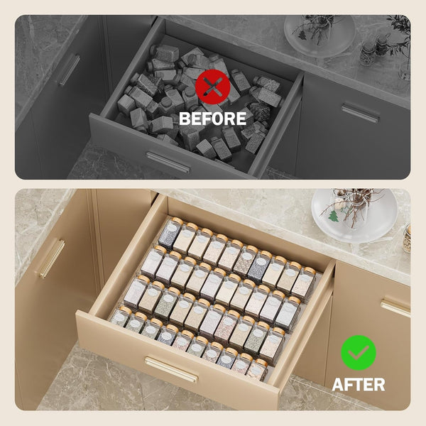 Spice Drawer Organizer, 4 Pack Clear Seasoning Organizer Rack5