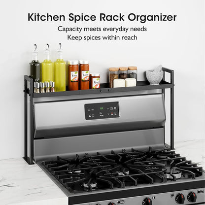 Adjustable Stove Top Shelf, 4-Level Spice Rack, Black6