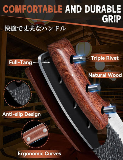 Viking Knife, Japanese Hand Forged Butcher Knife for Meat Cutting4