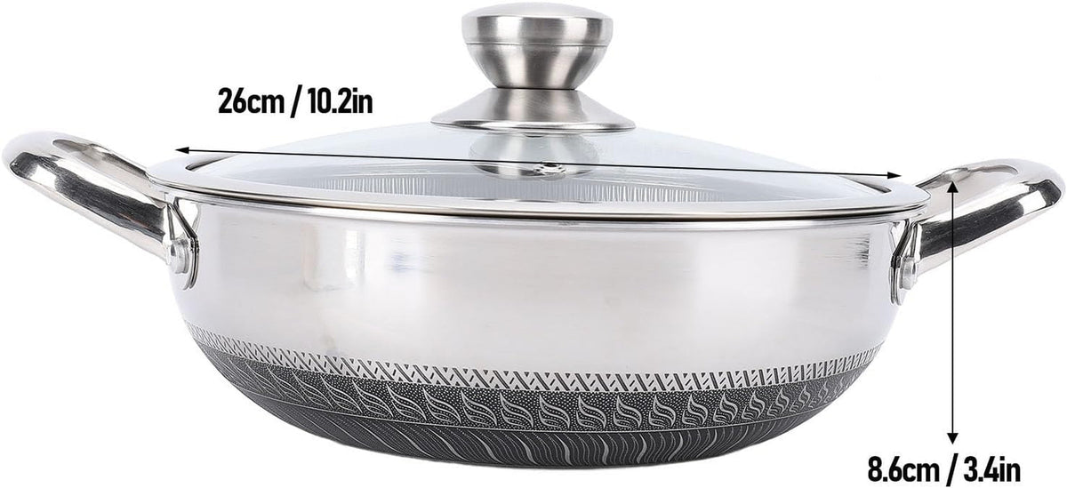 stainless-steel-wok-pan-nonstick-frying-pan-honeycomb-stir-fry-skillet-with-lid-compatible-with-induction-cooker-gas-range-dishwasher-safe-26cm
