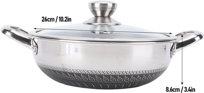 Stainless Steel Wok Pan, Nonstick Frying Pan Honeycomb Stir Fry Skillet with Lid, Compatible with Induction Cooker Gas Range, Dishwasher Safe (26Cm)2