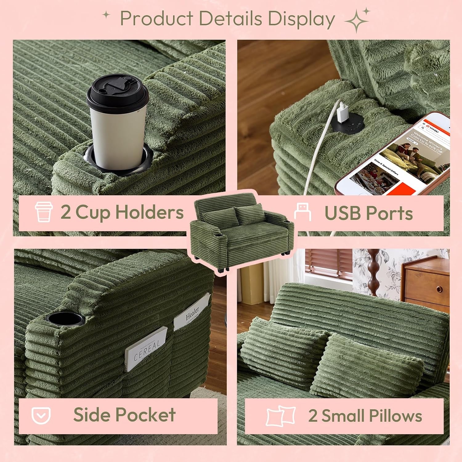 green-futon-sofa-bed-convertible-loveseat-sleeper-sofa-couch-corduroy-pullout-sofa-fold-out-couch-bed-with-usb-ports-cup-holders-armrest-for-living-room-bedroom-apartment-room