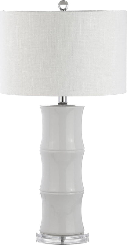 Tiki Table Lamp 26.5" Bamboo Ceramic Bedside Nightstand, White7
