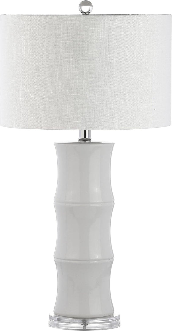 Tiki Table Lamp 26.5" Bamboo Ceramic Bedside Nightstand, White7