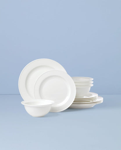 Studio 1414 Rimmed Bone China 12-Piece Dinnerware Set for 46