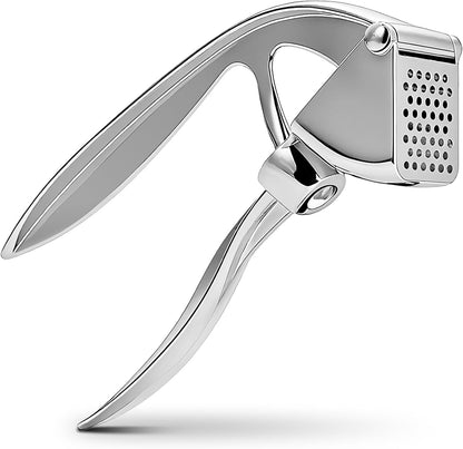 Garlic Press, Premium Metal Garlic Crusher Tool, Heavy Duty Garlic Mincer with Ergonomic Handle, Rust Proof & Dishwasher Safe, Easy to Squeeze and Clean -Silver1