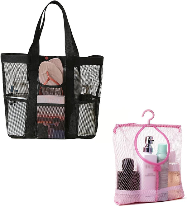 2Pcs Mesh Gym Shower Caddy, Portable Shower Bag1