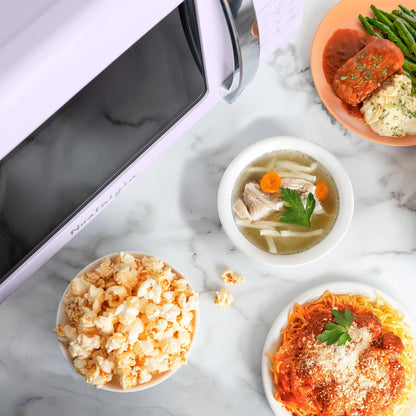 Modern Retro Compact Countertop Microwave Oven - 0.7 Cu. Ft. - 700-Watts with LED Digital Display - Child Lock - Easy Clean Interior - Lavender3