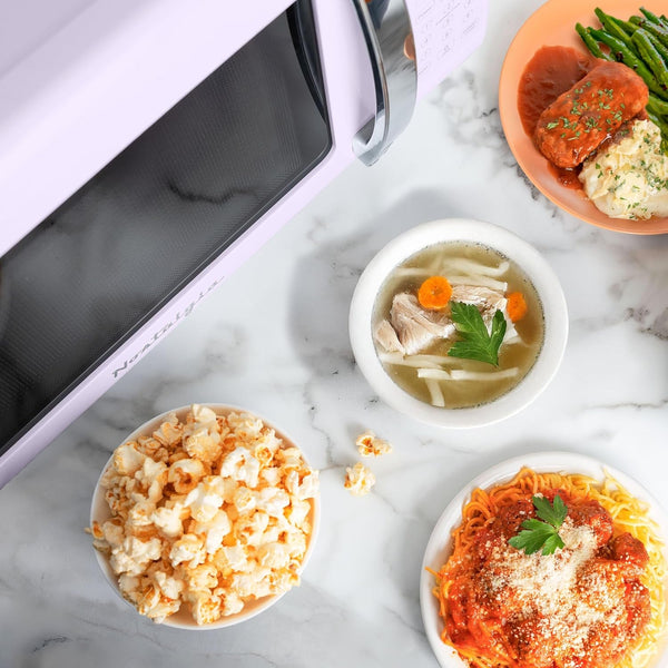 Modern Retro Compact Countertop Microwave Oven - 0.7 Cu. Ft. - 700-Watts with LED Digital Display - Child Lock - Easy Clean Interior - Lavender3