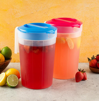 2-Pack 1-Gallon Water Pitchers with Lids, Bpa-Free Plastic | Durable Bpa-Free Plastic Pitchers with Twist-Top Lids, Stackable, Dishwasher & Freezer Safe for Water, Juice & Iced Tea.2