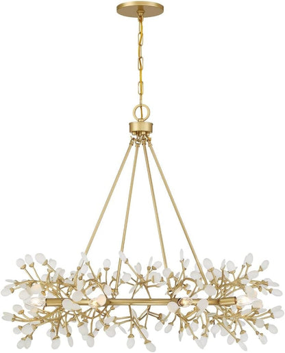 1-9855-8-328 Once Coastal Organic Frosted Sea Glass Jewelry-Like round Chandelier by Breegan Jane, 8-Light 480 Total Watts, 32" H X 36" W, Spun Gold1