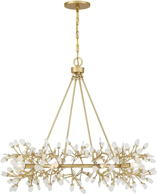 1-9855-8-328 Once Coastal Organic Frosted Sea Glass Jewelry-Like round Chandelier by Breegan Jane, 8-Light 480 Total Watts, 32" H X 36" W, Spun Gold1