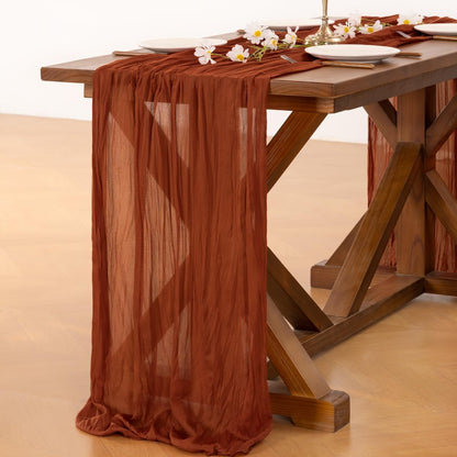 Fall Table Runner Terracotta Cheesecloth Boho Wedding Birthday Party4