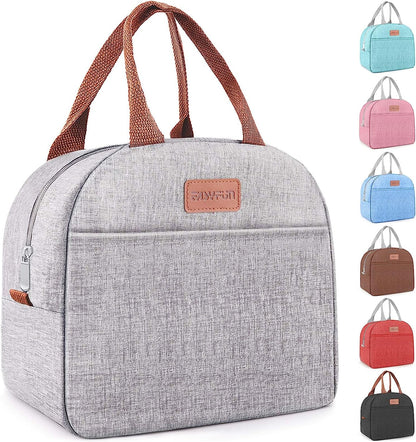 Lunch Bag for Women & Men Adult Insulated Lunch Box, Small Leakproof Cooler Food Lunch Containers Reusable High Capacity Lunch Tote Bags for Work, Travel, Outdoor (Grey)1