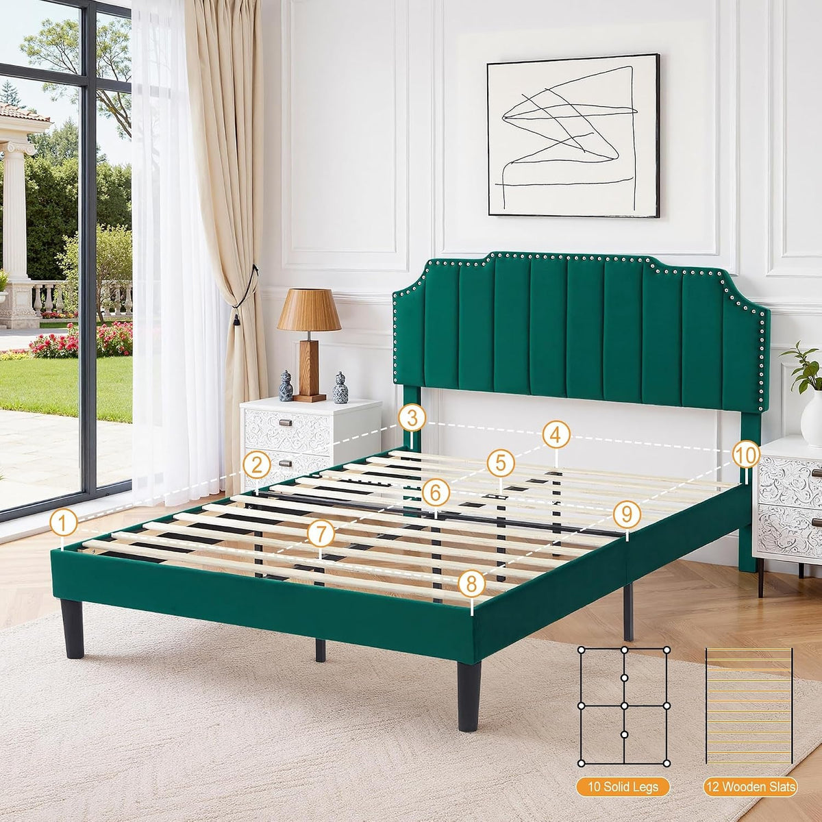full-size-velvet-upholstered-platform-bed-frame-with-nailhead-trim-tufted-height-adjustable-headboard-full-bed-with-wooden-slats-mattress-foundatio-no-box-spring-needed-under-bed-storage
