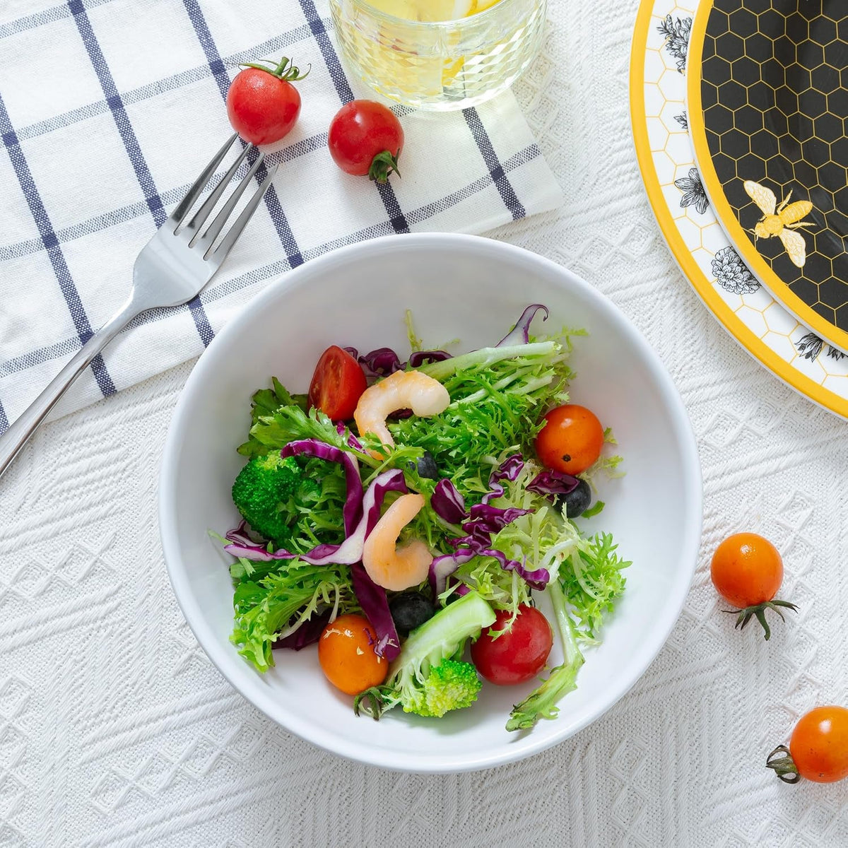floral-bee-melamine-dinnerware-set-18piece-unbreakable-plates-and-bowls-set