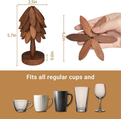 Wooden Tree-Shaped Coasters Set for Coffee Table, Kitchen6