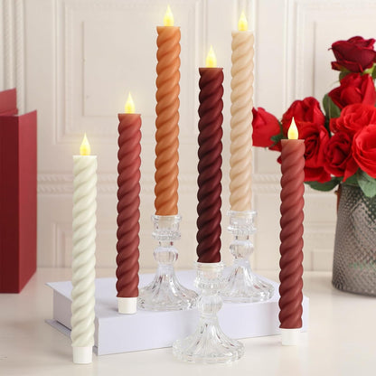6 Pcs Fall Flameless Taper Candles, 9.65 Inch Led, Mixcolor7