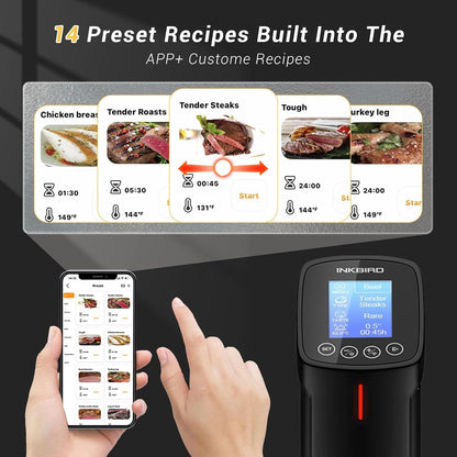 NKBIRD WIFI Sous Vide Cooker ISV-100W, 1000 Watts Fast-Heating W/Free APP | Sous Vide Machine Immersion Circulator W/ 14 Free Preset Recipes , Thermal Immersion W/ Smart Timer, Calibration Function3