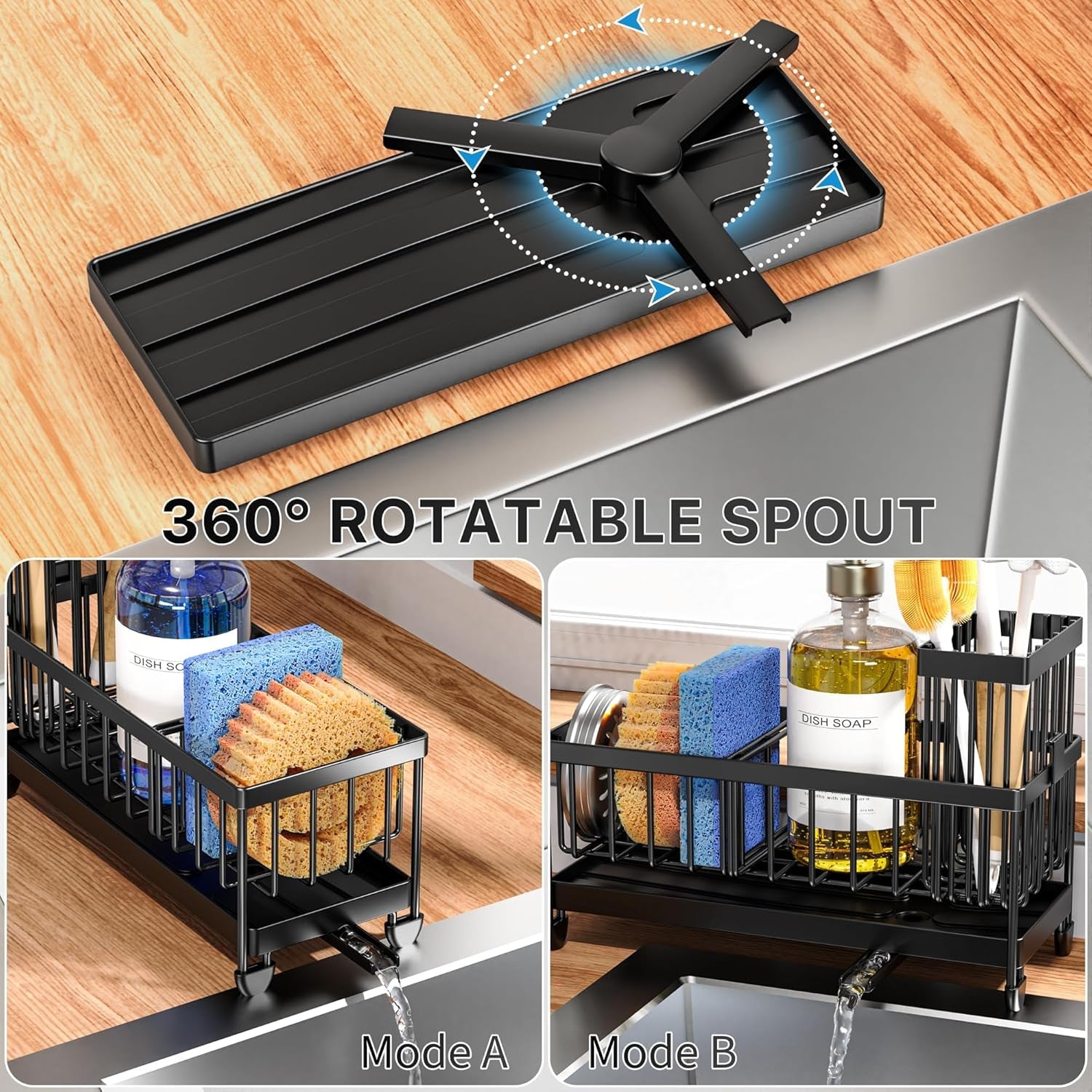 sponge-holder-for-kitchen-sink-sink-organizer-with-brush-holder-kitchen-countertop-organizers-and-storage-essentials-rustproof-304-stainless-steel-black-9-25