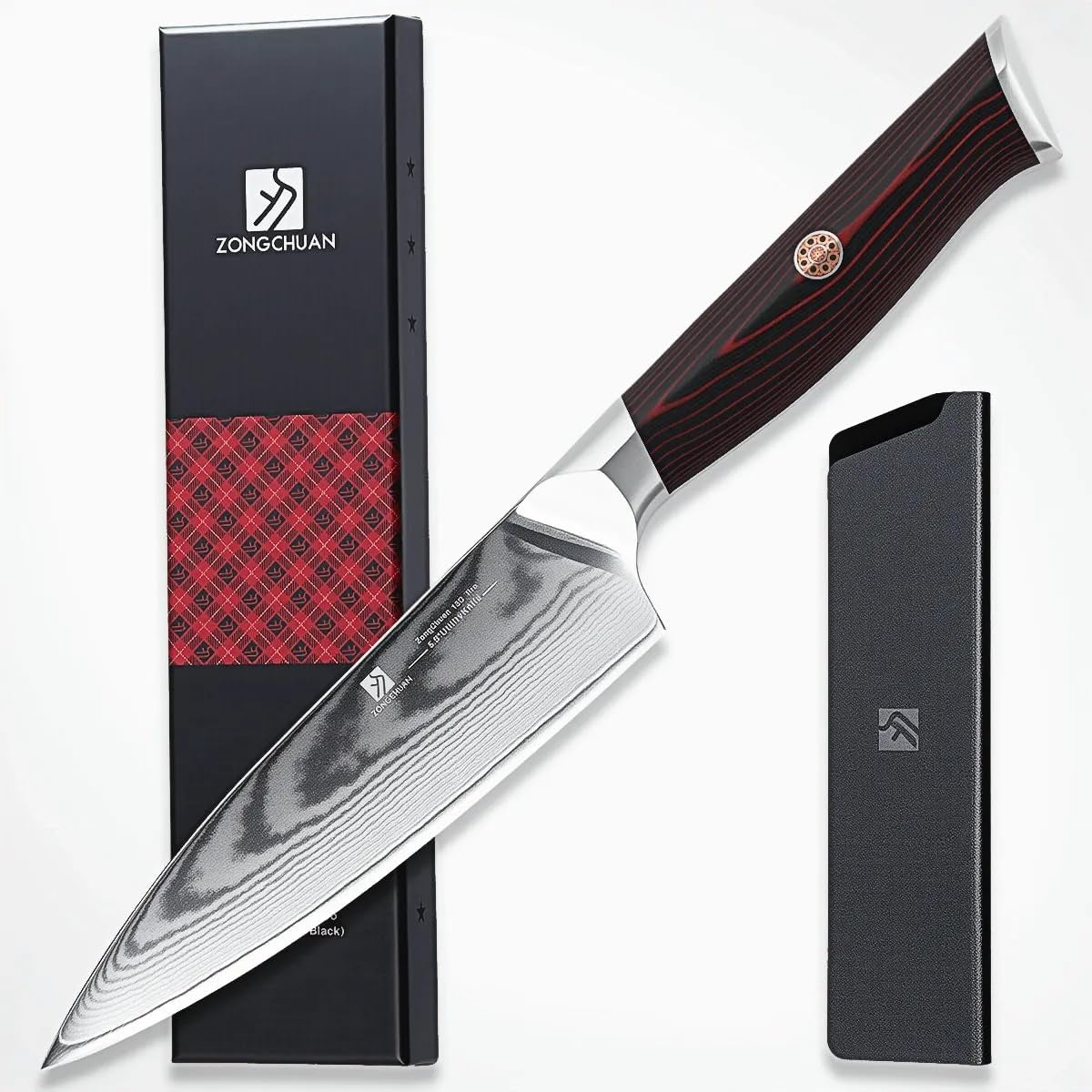5-5-inch-damascus-utility-knife-67-layer-high-carbon-stainless-steel-kitchen-knife-with-ergonomic-red-black-g10-handle-protective-sheath-gift-box-for-paring-slicing-and-everyday-cooking