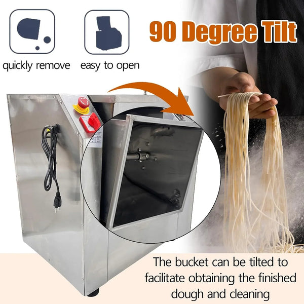 Commercial Dough Mixer All Stainless Steel Pizza Dough Mixer 110V Dough Blender Kneading Machine with 25 KG Kneading Capacity and 90 Degree Tilt for Schools Bakeries Restaurants Pizzerias3