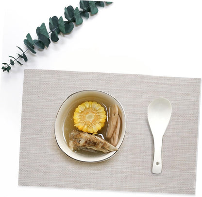 4Pcs Faux Linen Woven Table Placemats Non-Slip Heat Resistant Dining Mats Washable Vinyl Kitchen Tabletop Decor with European Elegant Design6