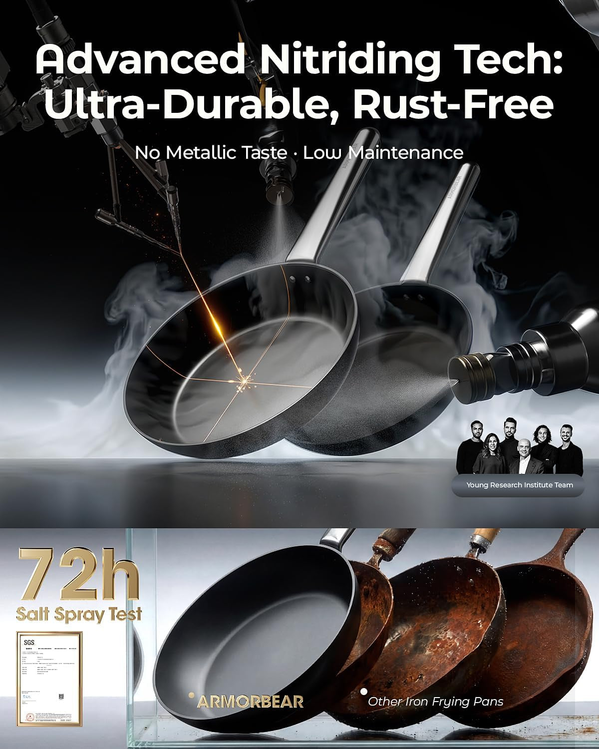 10-inch-anti-warp-carbon-steel-frying-pan-nitrided-skillet-pre-seasoned-works-on-all-cooktops-oven-safe-ideal-for-indoor-kitchen-daily-cooking-outdoor-camping-chefs
