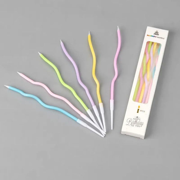 24 Count Twisty Birthday Candles Spiral Cake Candles with Holders Macaron Colors Long Twisty Cake Candles for Birthday, Party and Cake Decoration (Rainbow Mutlicolor)2