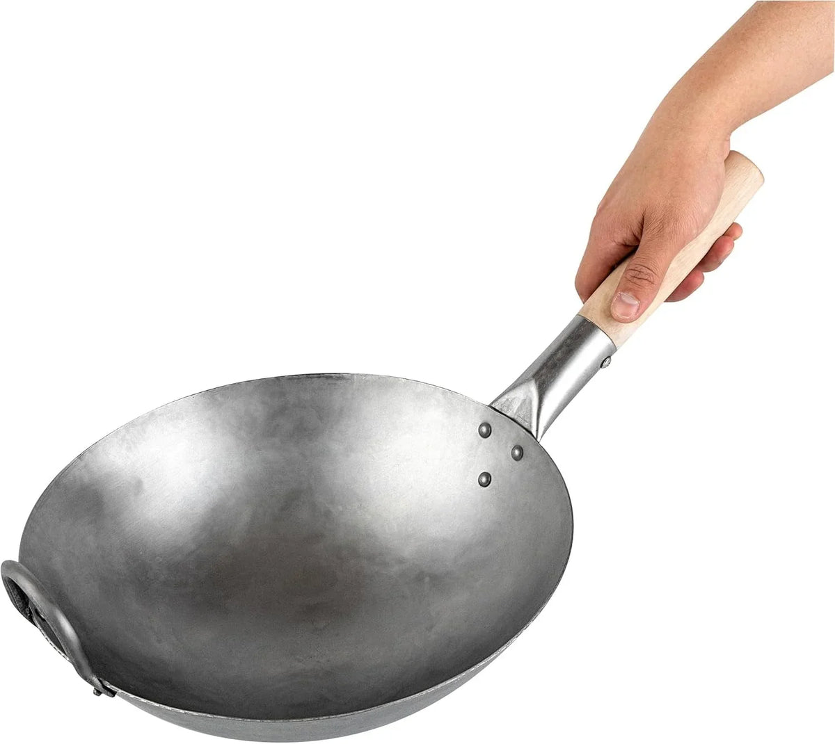 carbon-steel-wok-1-pack-of-12-inch-heavy-duty-stir-fry-pan-silver-hand-hammered-wok-efficient-maneuvering-steel-helper-handle-uniform-heat-distribution-asian-cooking