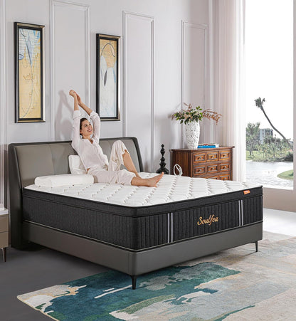 Queen Mattresses,10 Inch Queen Size Mattresses in a Box,Memory Foam Hybrid White & Black Mattress with Provide Support and Improve Sleep,Pressure Relief,Medium Firm2
