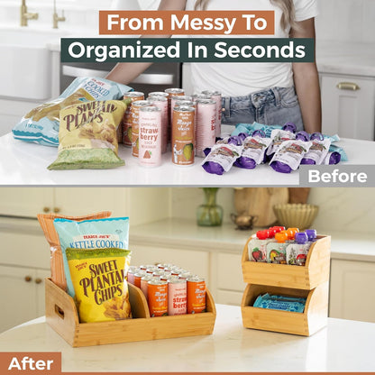 Potato and Onion Storage Bin, Stackable Bamboo Pantry Organizer and Storage7