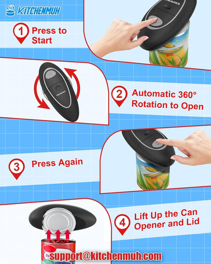 One Touch Electric Can Opener Fits All Can Sizes for Seniors with Arthritis, Battery Operated Can Opener with Smooth Edge, Food Safe Kitchen Gadgets Automatic Can Opener for Kitchen2