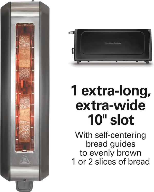 Slim Extra Wide Long Slot 2 Slice Toaster | Browning Control with 7 Shades | Auto Shutoff | Bagel & Cancel Buttons | Modern Slim Design Fits Any Space | Black | 229893