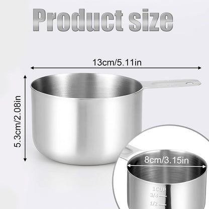 1 Cup Measuring Cup(8 Oz | 240 Ml) Stainless Steel Rice Cup, Metal One Cups Scoop Single Measure Cups, Kitchen Gadgets for Cooking, Baking, Laundry Detergent, Wet and Dry Ingredients2