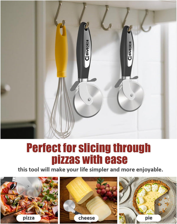 Premium Pizza Cutter, Multi-Purpose Stainless Steel Pizza Cutter Wheel with Non-Slip Soft Touch Handle, Perfect for Cutting Pizza, Dough and Pastry, Dishwasher Safe6
