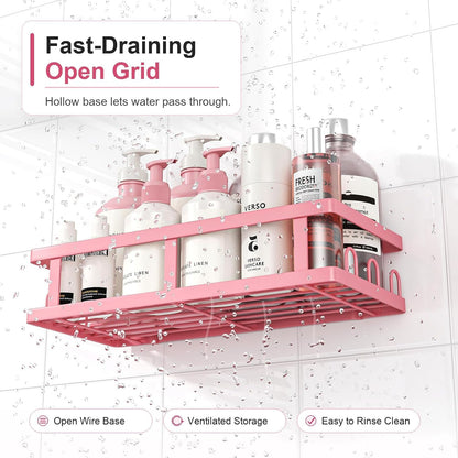 Pink Shower Caddy 6 Pack, Adhesive Shower Shelves4