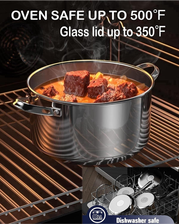 7 Quart Stock Pot, Stainless Steel Cooking Pot with Lid | Induction Compatible, Oven Safe and Dishwasher Safe Stock Pot with Lid for Soups, Stews, Pasta and Family-Size Meals4