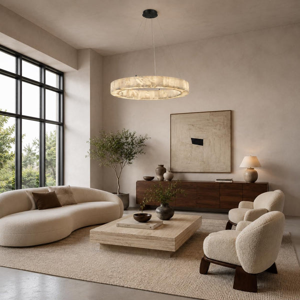 Alabaster Chandelier Spanish Natural Marble round D30In Chandeliers, Modern Living Room Chandelier, Stone Pendant Light Fixture, Dimmable Chandeliers for Dining, Entryway, Foyer, Hallway7