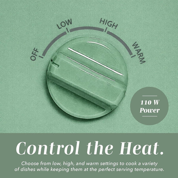 2QT Mini Electric round Slow Cooker - Adjustable Settings, Removable Stoneware Pot, Tempered Glass Lid, Dishwasher Safe, Cool-Touch Side Handles, Dark Sage4