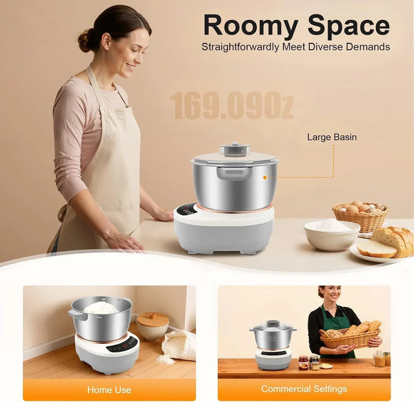 5L Dough Mixer Machine,Electric Dough Maker with Ferment Function,Microcomputer Timing,Touch Controls,Flour Kneading Machine for Pizza Bread,Bakeries,Home Kitchens (5L Silver)5