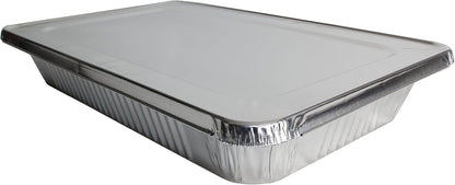 Aluminum Pans with Lids, Large Full Size 21X13X3 Disposable Foil Pans, Heavy Duty Roasting, Baking, Broiling, Catering & Chafing Pans (15, Full-Size W/Lids)2