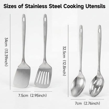 4PCS Stainless Steel Kitchen Cooking Utensils Spatula & Spoons Set2