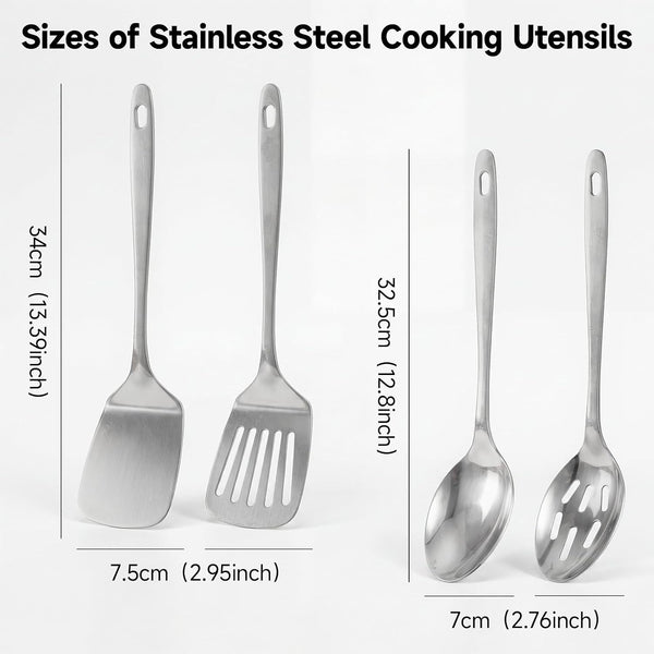 4PCS Stainless Steel Kitchen Cooking Utensils Spatula & Spoons Set2