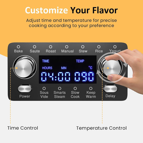 8 Quart Slow Cooker Roaster Oven, 12 in 1 Programmable Multi-Cooker with Digital Timer, Temp Control, Keep Warm, Removable Non-Stick Aluminum Pot & Dishwasher-Safe Glass Lid, Stainless Steel4