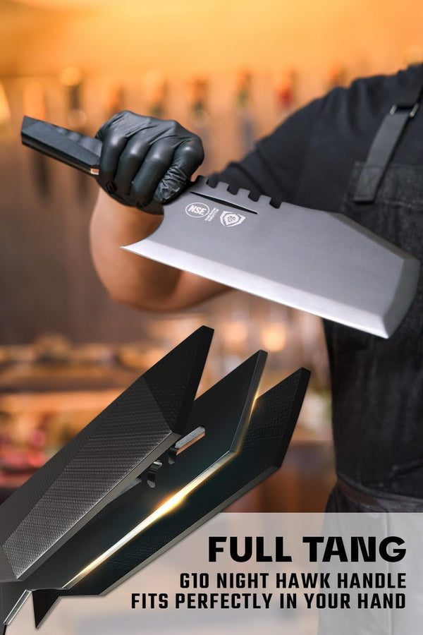Massive Meat Cleaver Knife-9"-Obliterator-Shadow Black Series-Titanium Nitride Coated-High Carbon Steel-Heavy Duty Gift-Razor Sharp-W/Sheath-Nsf Certified4