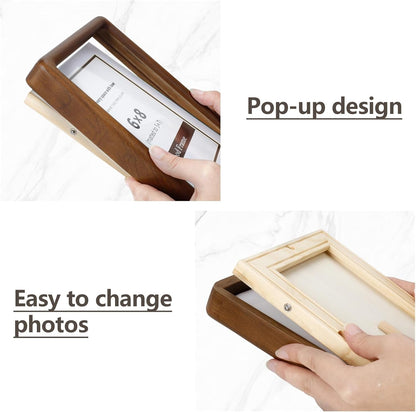 A4 Wood Picture Frame, Solid Natural Walnut Rounded Corner Photo Frame with Tempered Glass, A4 Wooden Frame Matted to 6X8, Wall or Tabletop Display Version Shipped Randomly5