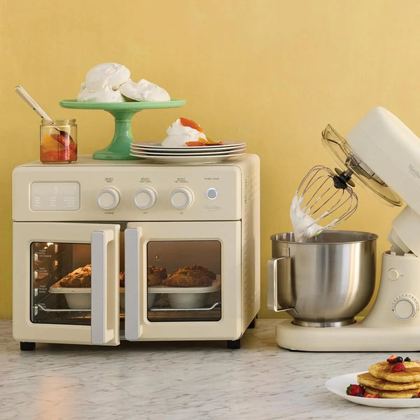 French Door Air Fryer Toaster & Convection Oven 34QT, Linen | 12-In-1 Countertop Oven, Bake, Broil, Roast, Fits 12” Pizza, Dehydrate, Air Fry Basket, Oven Rack, Rotisserie, Cream White5