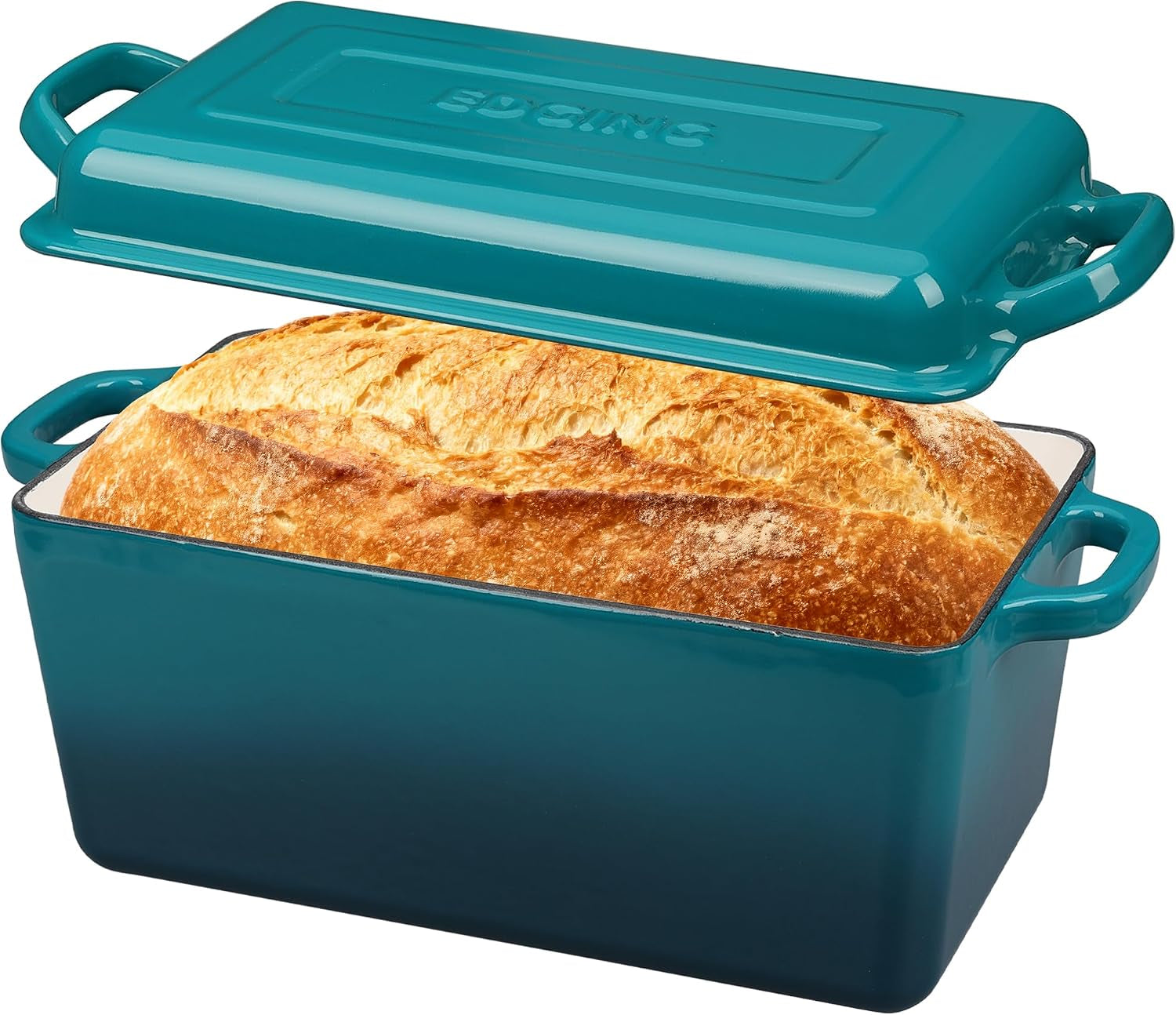enameled-cast-iron-dutch-oven-oblong-bread-oven-for-sourdough-bread-baking-baking-pan-dual-handles-oven-safe-4-quart-darkcyan