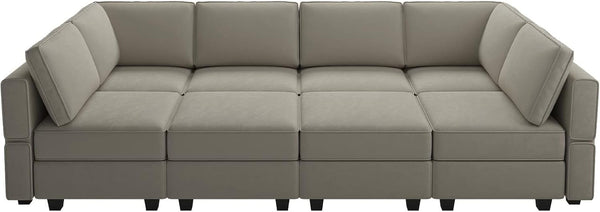 Modular Sectional Sofa with Storage Chaises Sectional Sleeper Sofa Couch 8 Seat Sectional Bed Grey8